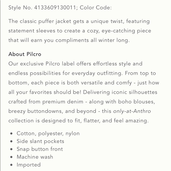 NWT Anthropologie Pilcro puffer swing jacket (XS) - Picture 10 of 10